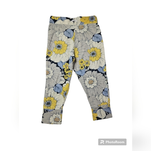 Gap Girls Yellow Floral Pleated Tapered Pants Size S (6-7) - Picture 1 of 6